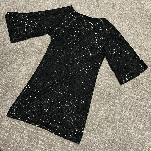 Chaser Tulip Licorice Black Sequin Mini Dress Size Small - Picture 8 of 9